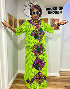 3-Piece Ankara patches Dry lace gown / auto gele #1