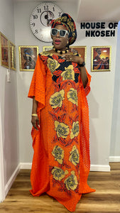 3-Piece Ankara patches Dry lace gown / auto gele #5