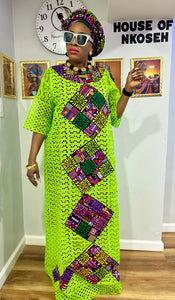 3-Piece Ankara patches Dry lace gown / auto gele #1