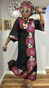 3-Piece Ankara patches Dry lace gown / auto gele #2