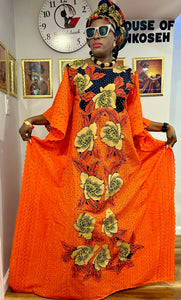 3-Piece Ankara patches Dry lace gown / auto gele #5