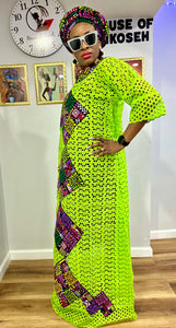 3-Piece Ankara patches Dry lace gown / auto gele #1