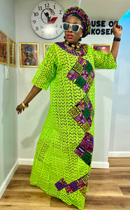 3-Piece Ankara patches Dry lace gown / auto gele #1