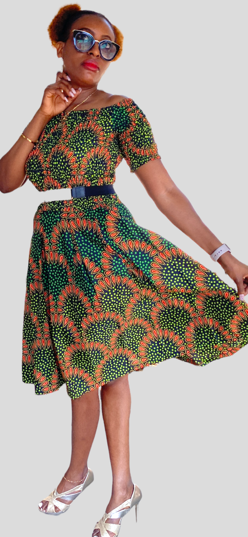 Taitu African Dress fit and flare, short sleeve – ALLEON